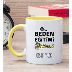 Hediye Dükkanı Kişiye Özel Beden Eğitimi Öğretmeni Sarı Kupa Bardak