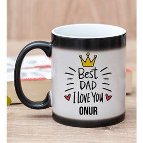 Hediye Dükkanı Kişiye Özel Best Dad Baskılı Sihirli Kupa Bardak