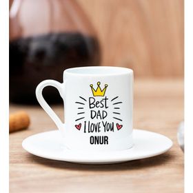 Hediye Dükkanı Kişiye Özel Best Dad Beyaz Türk Kahvesi Fincanı