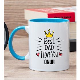 Hediye Dükkanı Kişiye Özel Best Dad Mavi Kupa