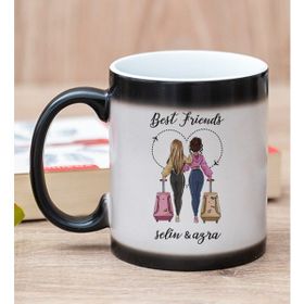 Hediye Dükkanı Kişiye Özel Best Friends Baskılı Sihirli Kupa Bardak