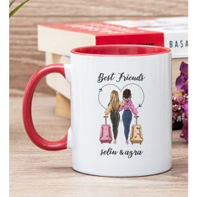 Hediye Dükkanı Kişiye Özel Best Friends Kırmızı Kupa