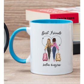 Hediye Dükkanı Kişiye Özel Best Friends Mavi Kupa