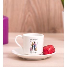 Hediye Dükkanı Kişiye Özel Best Friends Porselen Türk Kahvesi Fincanı