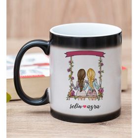 Hediye Dükkanı Kişiye Özel Best Friends Salıncak Tasarım Sihirli Kupa Bardak