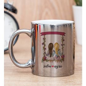 Hediye Dükkanı Kişiye Özel Best Friends Salıncak Tasarım Silver Kupa Bardak