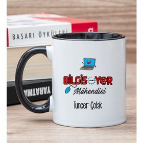 Hediye Dükkanı Kişiye Özel Bilgisayar Mühendisi Siyah Kupa Bardak