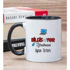 Hediye Dükkanı Kişiye Özel Bilgisayar Öğretmeni Siyah Kupa Bardak