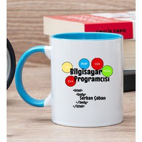 Hediye Dükkanı Kişiye Özel Bilgisayar Programcısı Mavi Kupa