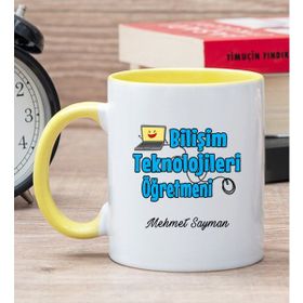 Hediye Dükkanı Kişiye Özel Bilişim Teknolojileri Öğretmeni Sarı Kupa Bardak