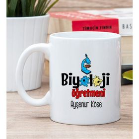 Hediye Dükkanı Kişiye Özel Biyoloji Öğretmeni Beyaz Kupa Bardak