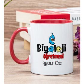Hediye Dükkanı Kişiye Özel Biyoloji Öğretmeni Kırmızı Kupa
