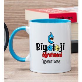Hediye Dükkanı Kişiye Özel Biyoloji Öğretmeni Mavi Kupa