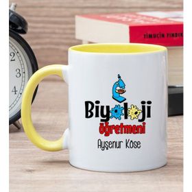 Hediye Dükkanı Kişiye Özel Biyoloji Öğretmeni Sarı Kupa Bardak
