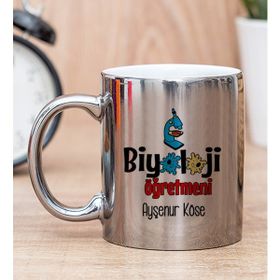 Hediye Dükkanı Kişiye Özel Biyoloji Öğretmeni Silver Kupa Bardak