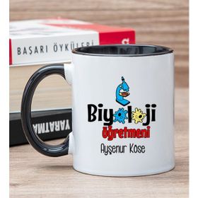 Hediye Dükkanı Kişiye Özel Biyoloji Öğretmeni Siyah Kupa Bardak