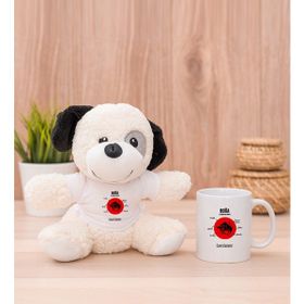 Hediye Dükkanı Kişiye Özel Boğa Burcuna Hediye Beyaz Kupa Bardak ve Peluş Köpek