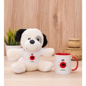 Hediye Dükkanı Kişiye Özel Boğa Burcuna Hediye Beyaz Kupa Bardak ve Peluş Köpek