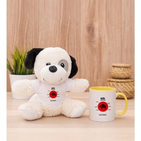 Hediye Dükkanı Kişiye Özel Boğa Burcuna Hediye Sarı Kupa Bardak ve Peluş Köpek