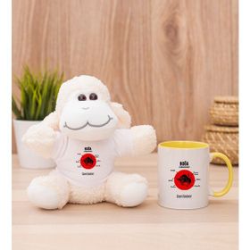 Hediye Dükkanı Kişiye Özel Boğa Burcuna Hediye Sarı Kupa Bardak ve Peluş Koyun
