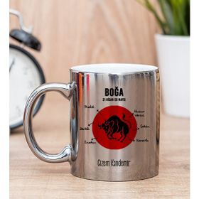 Hediye Dükkanı Kişiye Özel Boğa Burcuna Hediye Silver Kupa Bardak