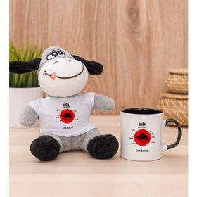Hediye Dükkanı Kişiye Özel Boğa Burcuna Hediye Siyah Kupa Bardak ve Peluş Eşek