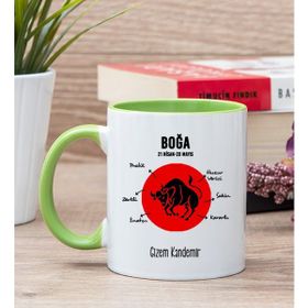 Hediye Dükkanı Kişiye Özel Boğa Burcuna Hediye Yeşil Kupa Bardak