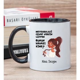 Hediye Dükkanı Kişiye Özel Bunun Havası Kime Baskılı Siyah Kupa Bardak