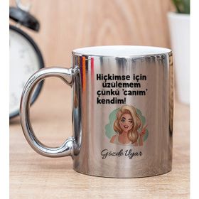 Hediye Dükkanı Kişiye Özel Canım Kendim Baskılı Silver Kupa Bardak