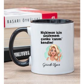 Hediye Dükkanı Kişiye Özel Canım Kendim Baskılı Siyah Kupa Bardak