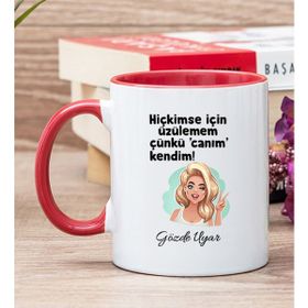 Hediye Dükkanı Kişiye Özel Canım Kendim Kırmızı Kupa