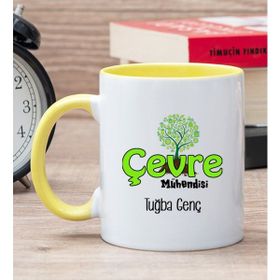 Hediye Dükkanı Kişiye Özel Çevre Mühendisi Sarı Kupa Bardak