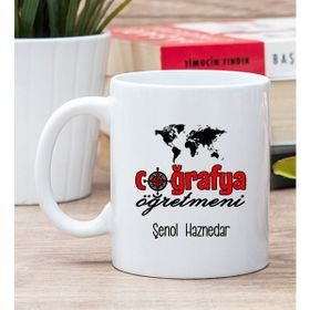 Hediye Dükkanı Kişiye Özel Coğrafya Öğretmeni Beyaz Kupa Bardak