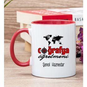 Hediye Dükkanı Kişiye Özel Coğrafya Öğretmeni Kırmızı Kupa