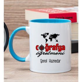 Hediye Dükkanı Kişiye Özel Coğrafya Öğretmeni Mavi Kupa