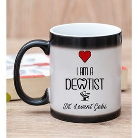 Hediye Dükkanı Kişiye Özel Dentist Baskılı Sihirli Kupa Bardak