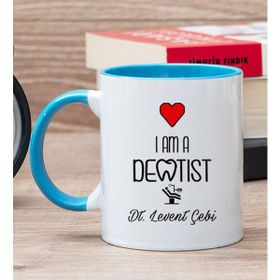 Hediye Dükkanı Kişiye Özel Dentist Mavi Kupa