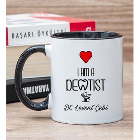 Hediye Dükkanı Kişiye Özel Dentist Siyah Kupa Bardak