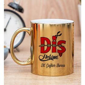 Hediye Dükkanı Kişiye Özel Diş Hekimi Gold Kupa Bardak
