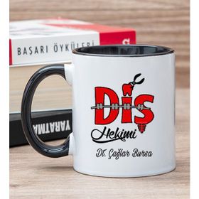 Hediye Dükkanı Kişiye Özel Diş Hekimi Siyah Kupa Bardak