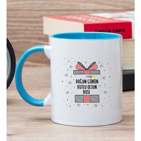 Hediye Dükkanı Kişiye Özel Doğum Günü Hediyesi Mavi Kupa