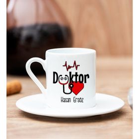 Hediye Dükkanı Kişiye Özel Doktor Beyaz Türk Kahvesi Fincanı