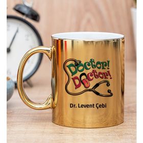 Hediye Dükkanı Kişiye Özel Doktor Doktor Gold Kupa Bardak