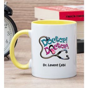 Hediye Dükkanı Kişiye Özel Doktor Doktor Sarı Kupa Bardak