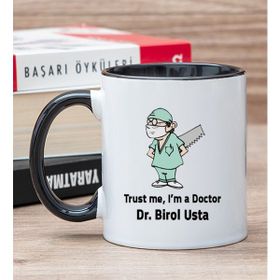 Hediye Dükkanı Kişiye Özel Doktor Esprili Siyah Kupa Bardak