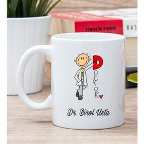 Hediye Dükkanı Kişiye Özel Doktor Karikatürü Beyaz Kupa Bardak