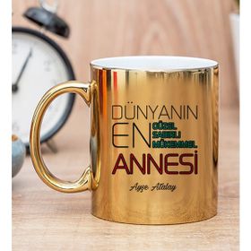 Hediye Dükkanı Kişiye Özel Dünyanın En İyi Annesi Baskılı Gold Kupa Bardak