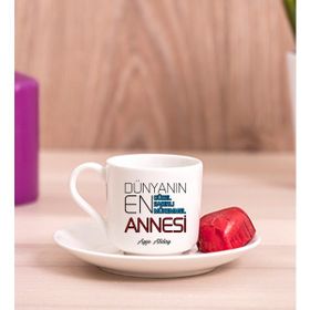Hediye Dükkanı Kişiye Özel Dünyanın En İyi Annesi Porselen Türk Kahvesi Fincanı