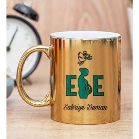 Hediye Dükkanı Kişiye Özel Ebe Baskılı Gold Kupa Bardak