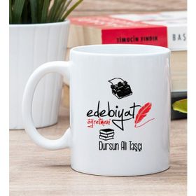 Hediye Dükkanı Kişiye Özel Edebiyat Öğretmeni Beyaz Kupa Bardak